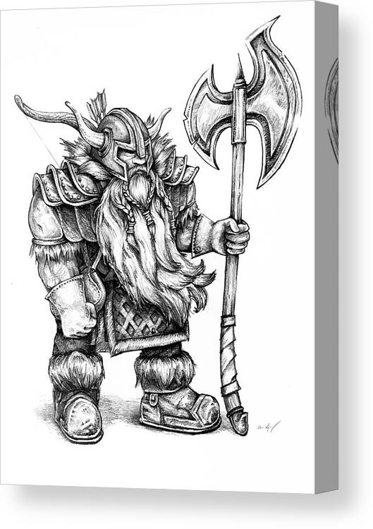 Dwarf Canvas Print featuring the drawing Dwarf by Aaron Spong