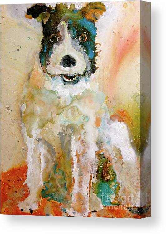 Dog Canvas Print featuring the painting Edinger by Kasha Ritter