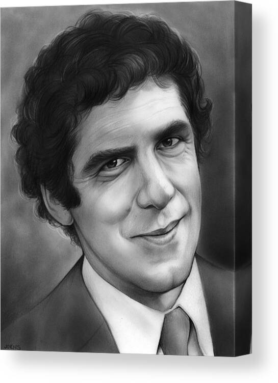 Celebrities Canvas Print featuring the drawing Elliott Gould by Greg Joens