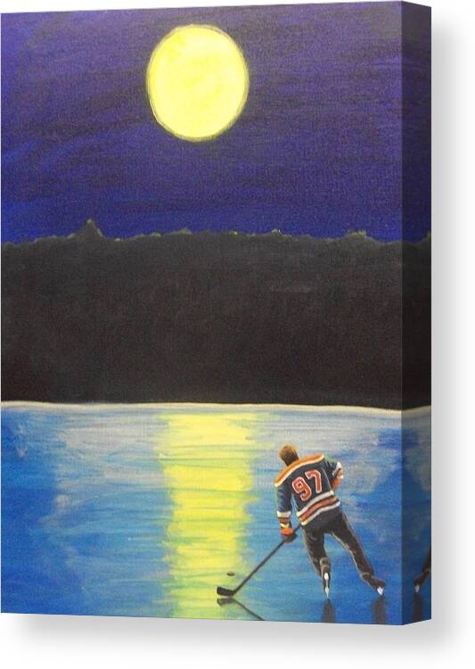 Edmonton Oilers Canvas Print featuring the painting Endless Ice 97 by Ron Genest