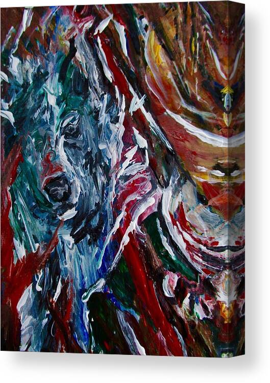 Wolf Canvas Print featuring the painting Energy of Fire by Dawn Caravetta Fisher