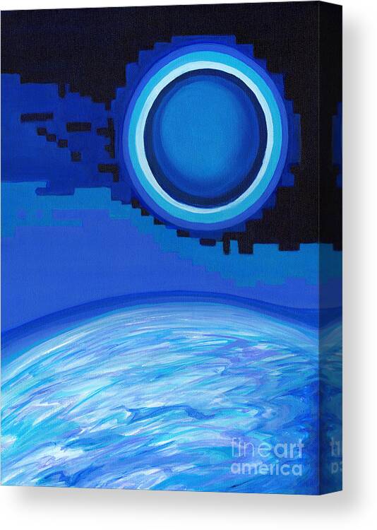 Total Solar Eclipse Canvas Print featuring the painting Far Above The World by Tanya Filichkin