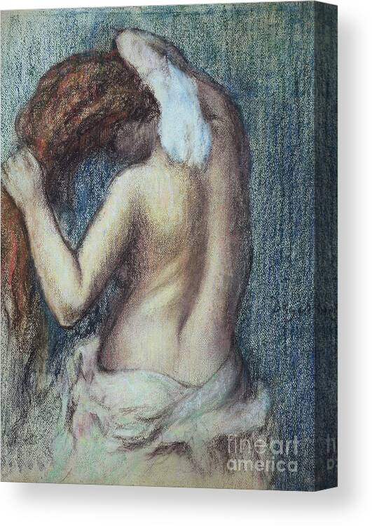 Femme A Sa Toilette Canvas Print featuring the pastel Femme a sa Toilette by Edgar Degas