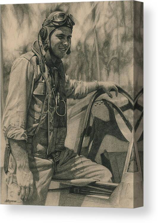 Usaaf Canvas Print featuring the drawing Fighter Pilot by Wade Meyers
