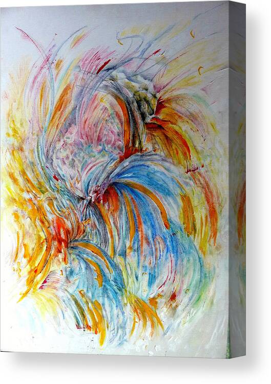 Abstract Canvas Print featuring the painting Fingerpainting by Rosanne Licciardi
