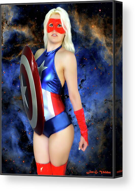 Captain America Canvas Print featuring the photograph Flag Girl by Jon Volden