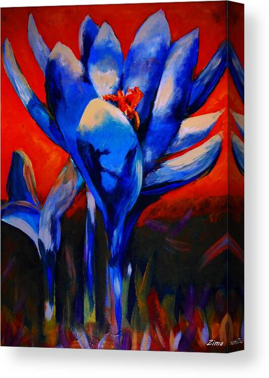 Autumn Canvas Print featuring the painting Flower of my Heart by Karen Zima