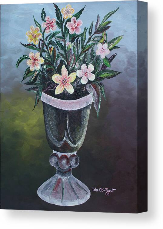 Flower Vase 2 Canvas Print featuring the painting Flower Vase 2 by Obi-Tabot Tabe