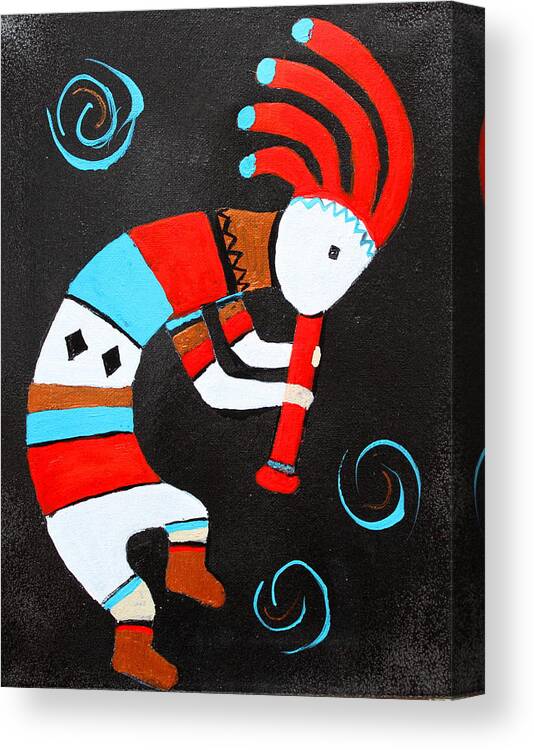 Music Canvas Print featuring the painting Flute Player by M Diane Bonaparte