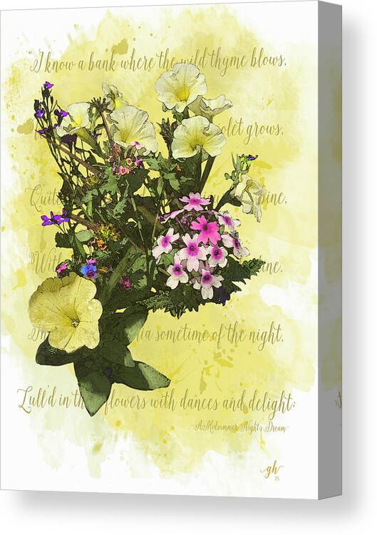 Bouquet Canvas Print featuring the digital art For Titania by Gina Harrison