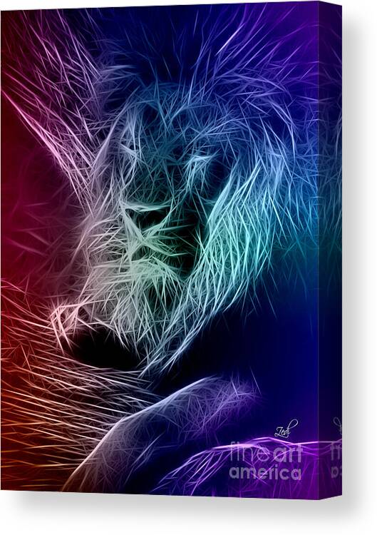 Leone Canvas Print featuring the digital art Fractalius Lion by Zedi
