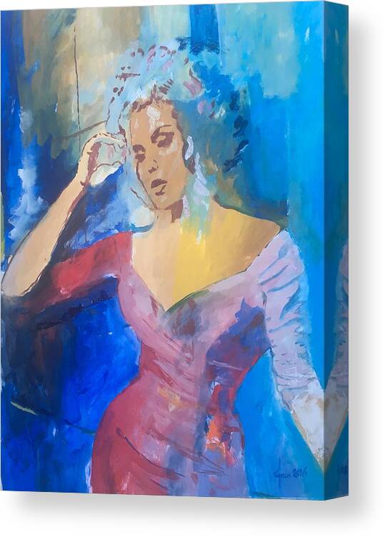 Woman Canvas Print featuring the painting Frances by Grus Lindgren