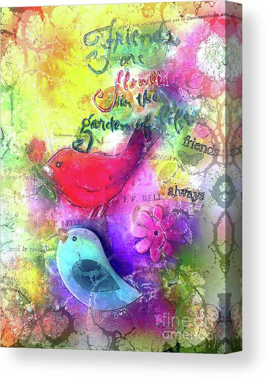 Birds Canvas Print featuring the digital art Friends Always by Claire Bull