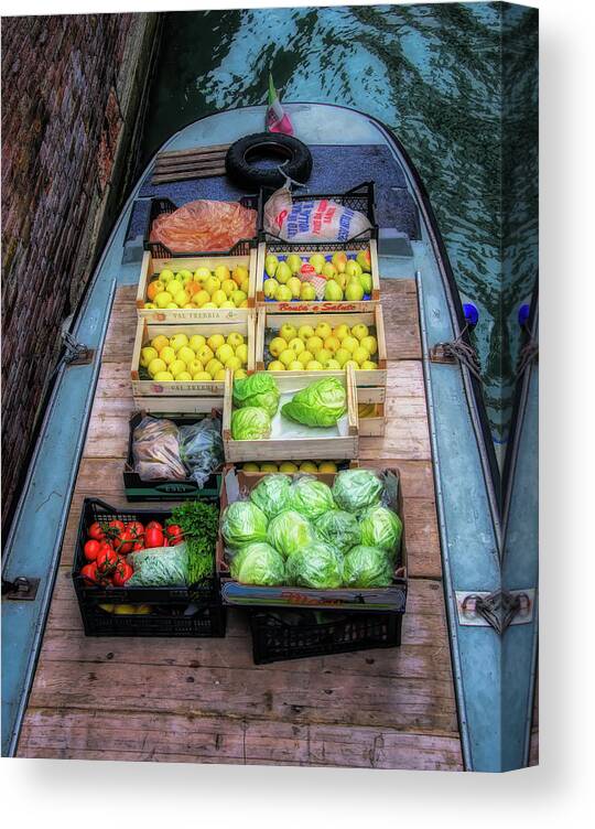 Venice Canvas Print featuring the photograph Fruit And Vegetable Barge In Venice by Gary Slawsky