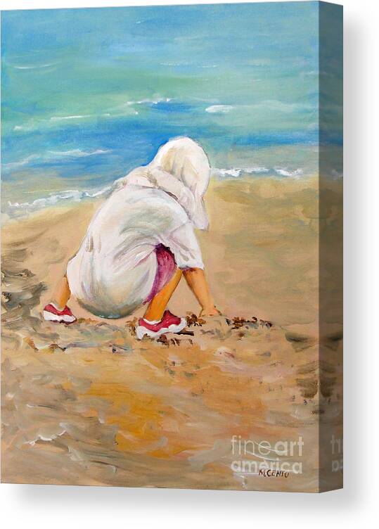 Figure Canvas Print featuring the painting Fun with the sand by Mafalda Cento