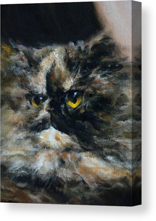 Cat Canvas Print featuring the painting Furry by Valeriy Mavlo