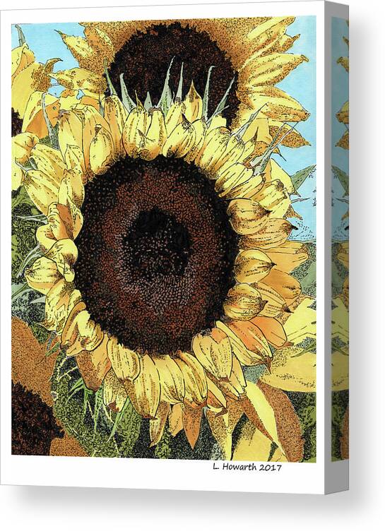 Sunflowers Canvas Print featuring the drawing Garden Gold by Louise Howarth