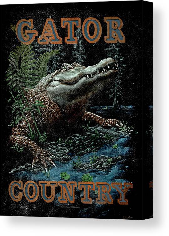 James Piazza Canvas Print featuring the painting Gator Country by JQ Licensing