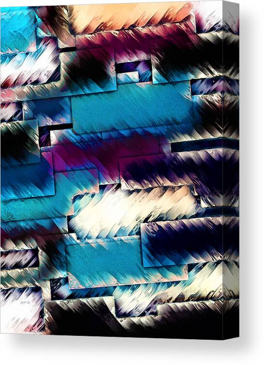 Rectangles Canvas Print featuring the digital art Geometric Layers Abstract by Phil Perkins
