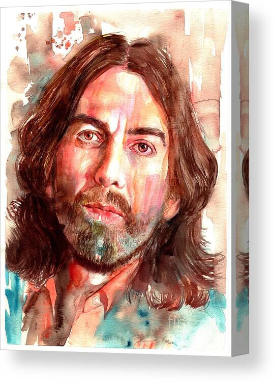 George Canvas Print featuring the painting George Harrison portrait by Suzann Sines