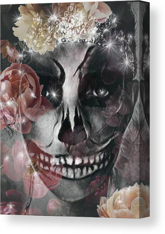 Digital Art Canvas Print featuring the digital art Ghost Skull by Artful Oasis