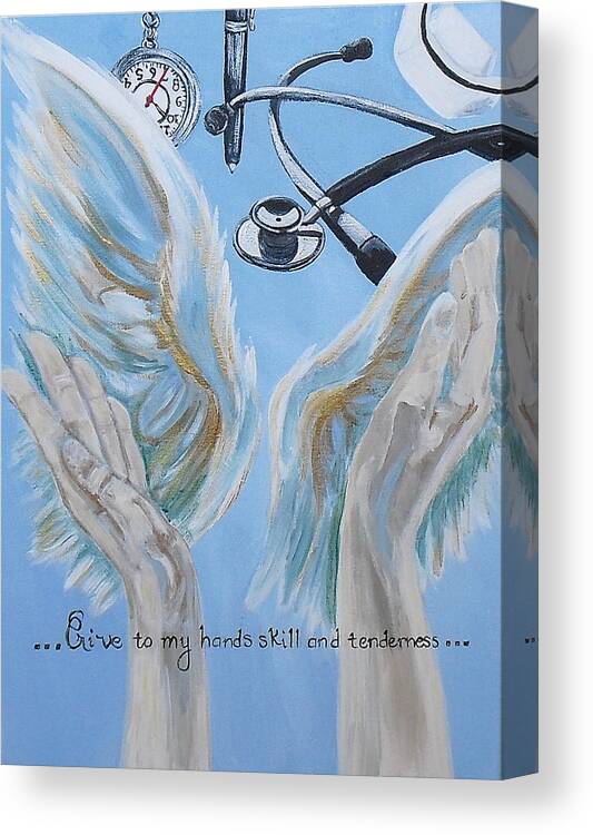 Nursing Canvas Print featuring the painting Give to my hands... by Melissa Torres