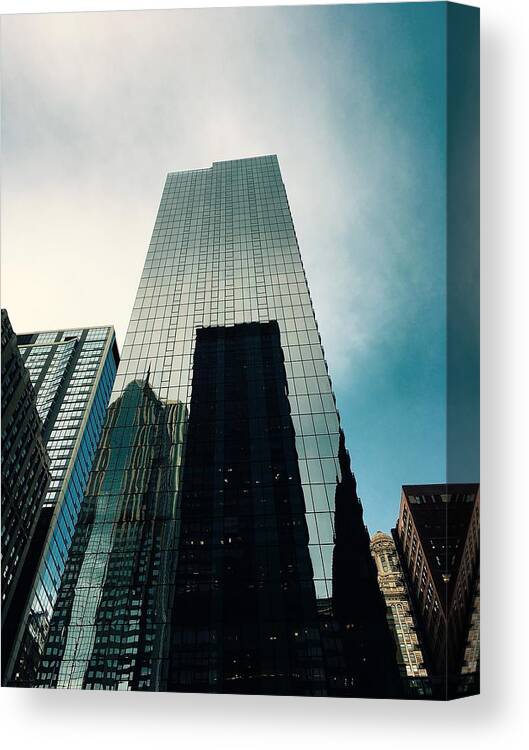 Chicago Art Canvas Print featuring the photograph Blue Glass Light by Carrie Godwin