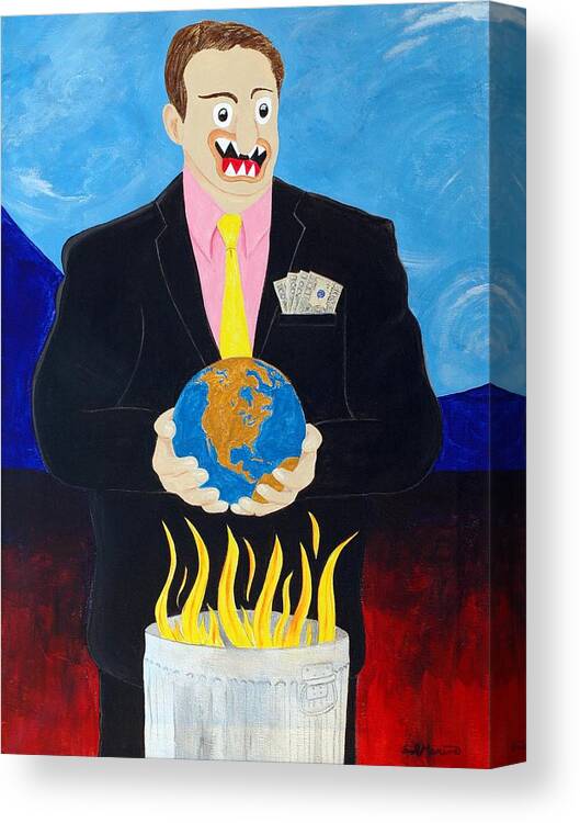 Animals Canvas Print featuring the painting Global Warming Truth by Sal Marino