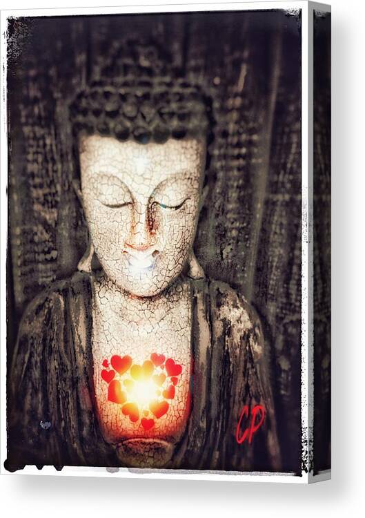 Buddha Canvas Print featuring the photograph Glowing heart by Christine Paris