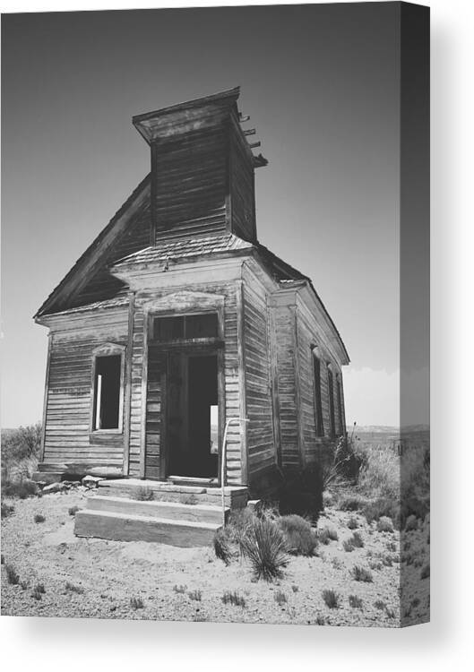 Black And White Canvas Print featuring the photograph God Has Left The Building by Brad Hodges