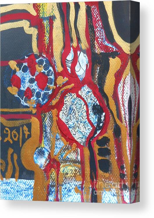Katerina Stamatelos Art Canvas Print featuring the painting Gold-Abstract-1 by Katerina Stamatelos