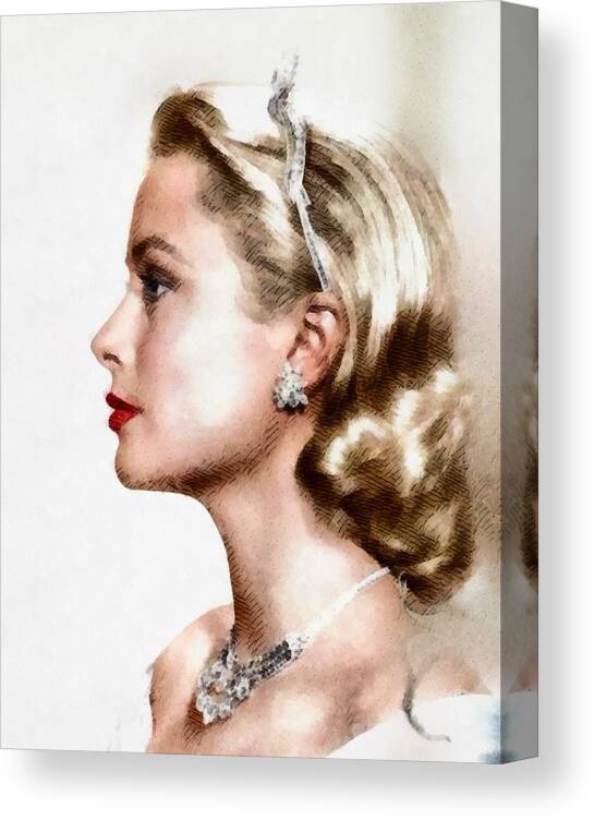 Grace Canvas Print featuring the painting Grace Kelly, Actress and Princess by Esoterica Art Agency