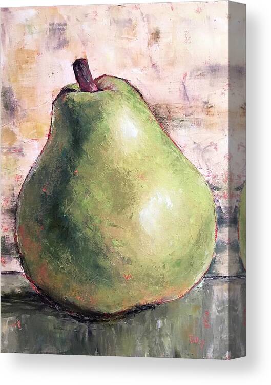 Pear Canvas Print featuring the painting Green Anjou Pear by Pam Talley