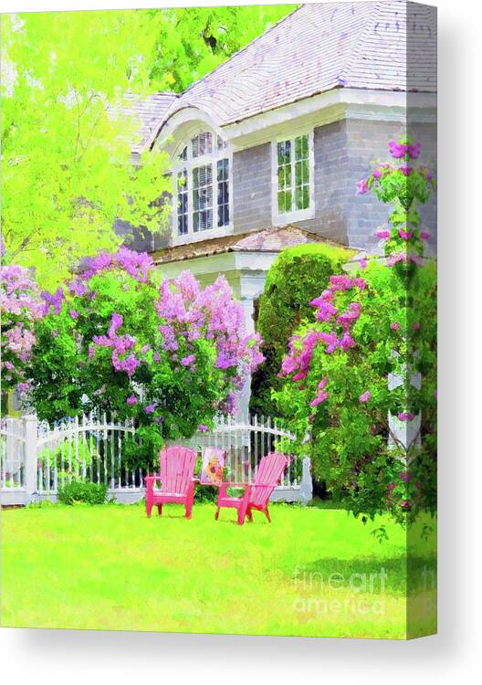 Traditional Art Canvas Print featuring the painting Grey Cottage in Early Summer by Desiree Paquette
