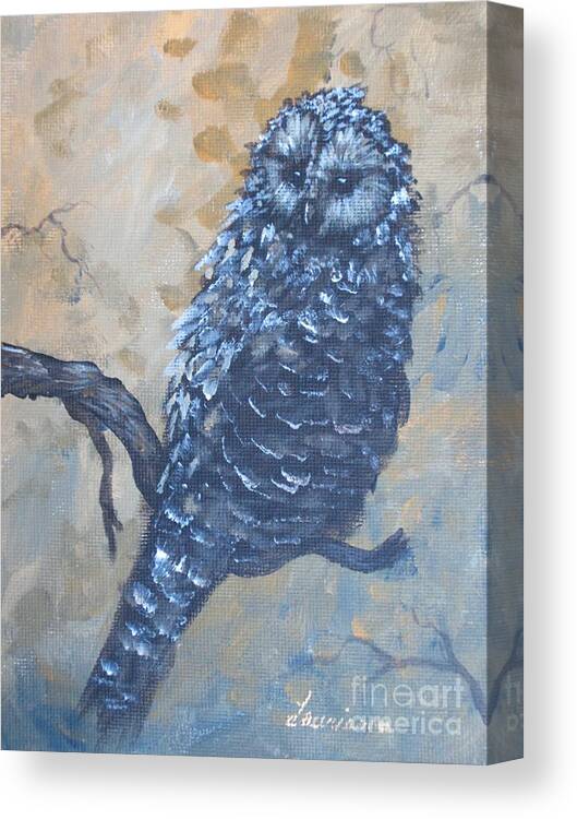 Owl Canvas Print featuring the painting Grey Owl1 by Laurianna Taylor