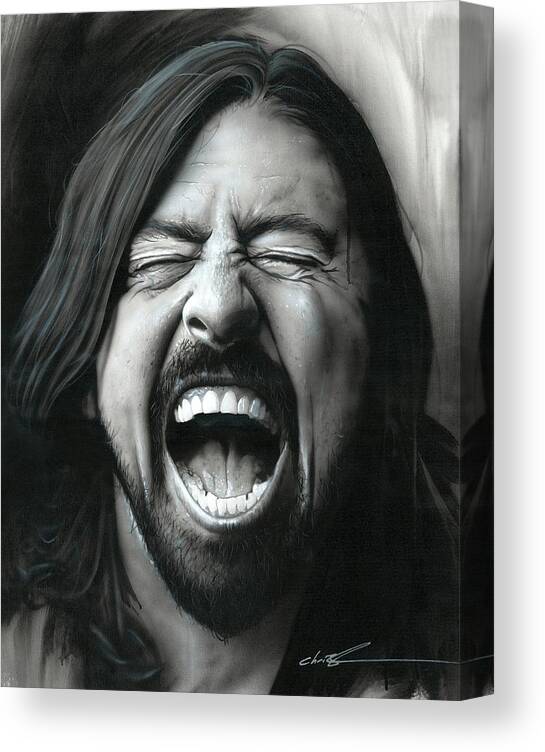 Christian Chapman Canvas Print featuring the painting Grohl in Black III by Christian Chapman Art