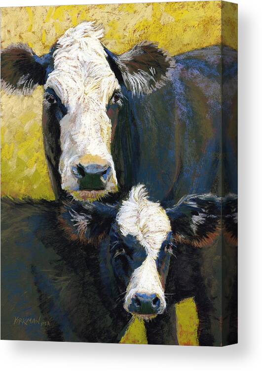 Cow Canvas Print featuring the pastel Guardian by Rita Kirkman