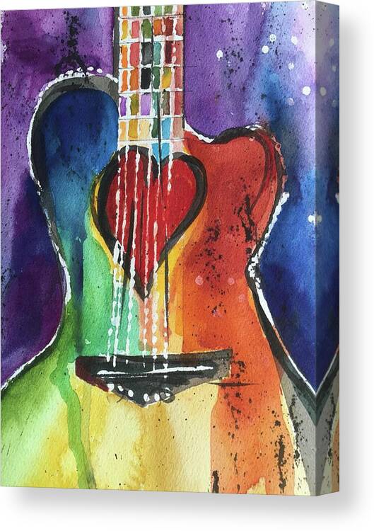 Guitar Canvas Print featuring the painting Guitar Love by Bonny Butler