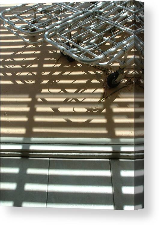 Shadows Canvas Print featuring the photograph Gurneys Under a Pergola Through a Picture Window by Stan Magnan