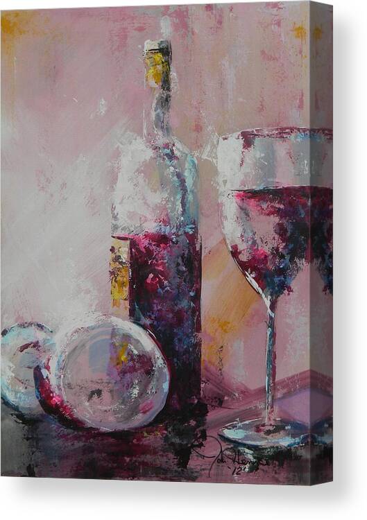 Wine Abstract Canvas Print featuring the painting Half Savored by John Henne