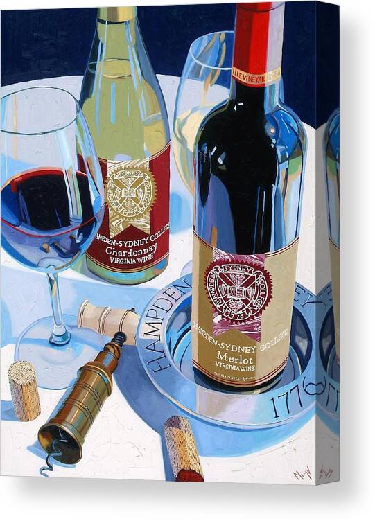 Wine Canvas Print featuring the painting Hampden Sydney Red and White Number One by Christopher Mize