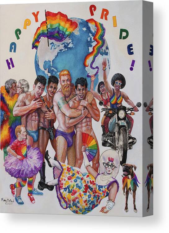 Gay Pride Canvas Print featuring the painting Happy Pride by Marc DeBauch