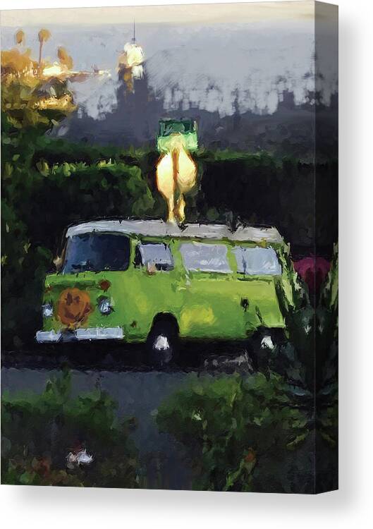 Volkswagon Van Canvas Print featuring the mixed media Happy VW by Russell Pierce