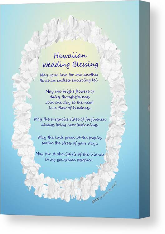 Hawaiian Canvas Print featuring the drawing Hawaiian Wedding Blessing by Jacqueline Shuler