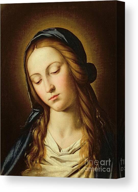 Mary Canvas Print featuring the painting Head of the Madonna by Il Sassoferrato by Il Sassoferrato