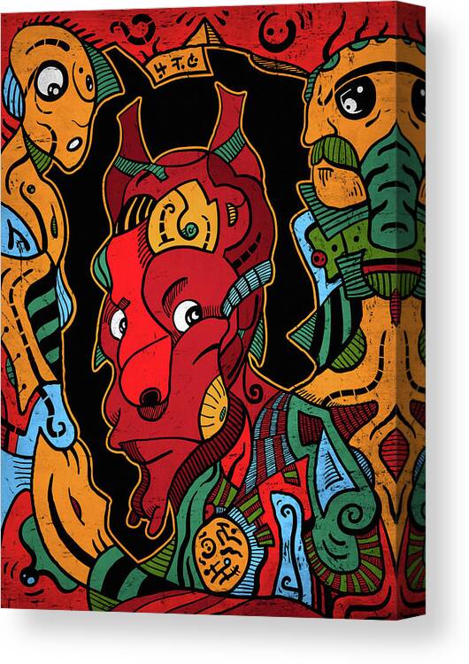 Illustration Canvas Print featuring the digital art Hell by Sotuland Art