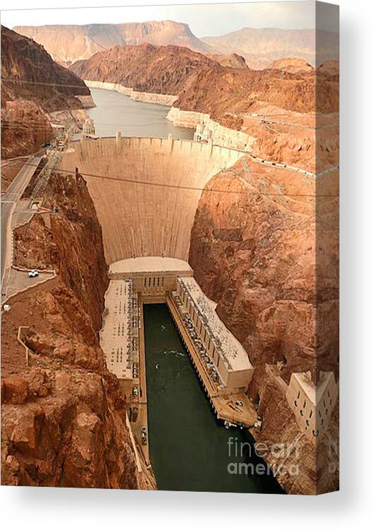 Hoover Dam Canvas Print featuring the photograph Hoover Dam Scenic View by Angela L Walker