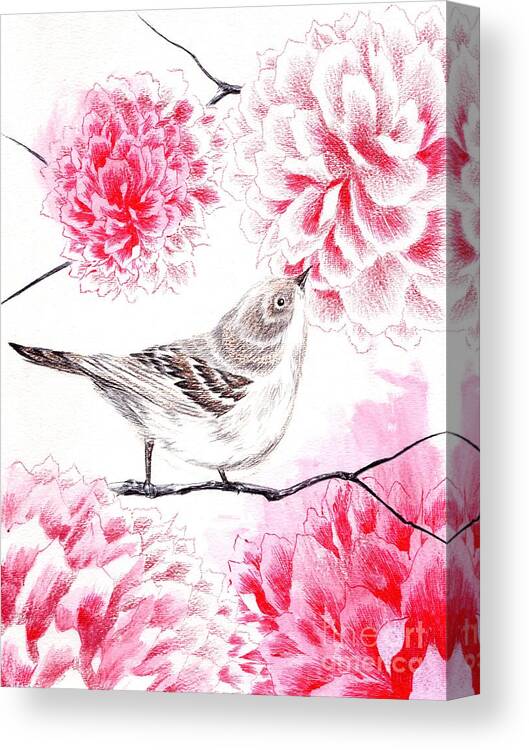 Bird Canvas Print featuring the drawing Hop to It by Alice Chen