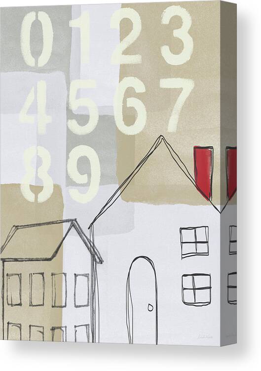 Houses Canvas Print featuring the painting House Plans 3- Art by Linda Woods by Linda Woods