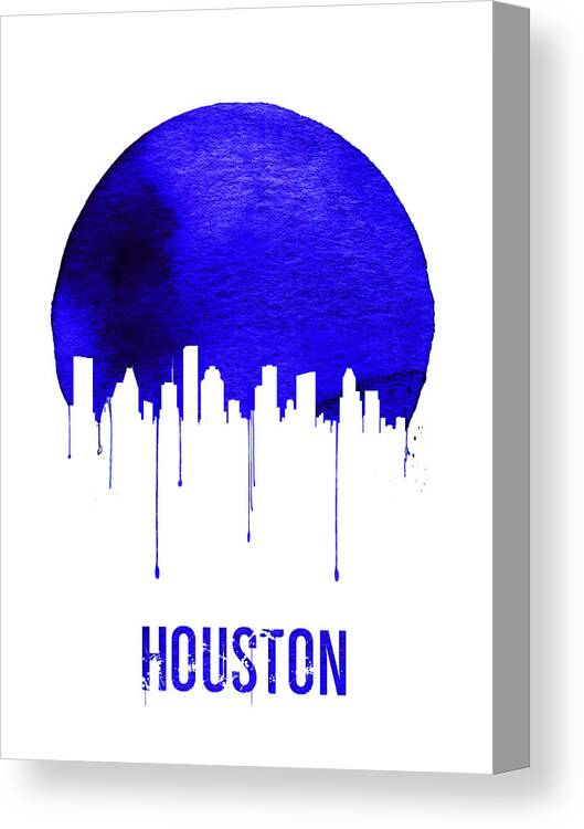 Houston Canvas Print featuring the digital art Houston Skyline Blue by Naxart Studio